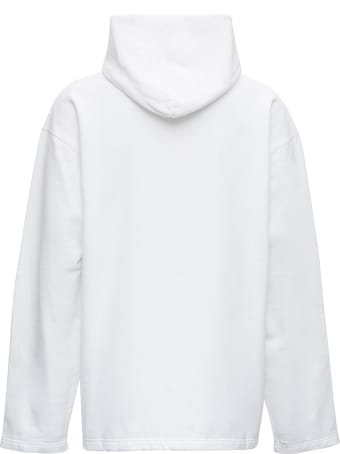 Balenciaga White Cotton Hoodie With Logo