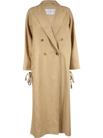 Max Mara Double-breasted Side Bow Tie Detail Coat