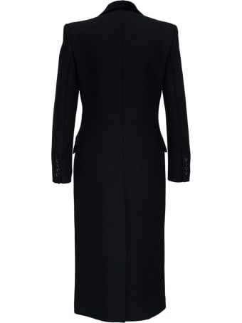 Saint Laurent Double-breasted Black Gabardine Long Coat