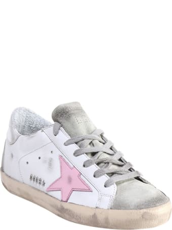 Golden Goose Super-star Leather Upper And Star Suede Toe And Spur Laminated Heel Metal Lettering