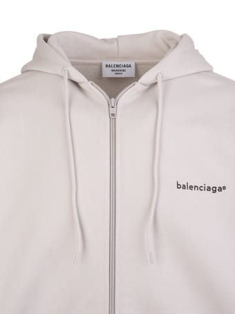 Balenciaga Unisex Light Grey And Black "new Copyright" Zipped Hoodie
