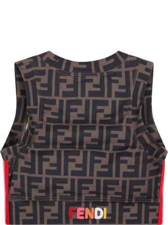 Fendi Brown Top For Girl With Double Ff