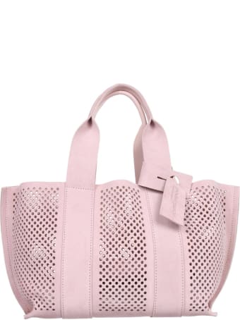 Pedro Garcia Perforated Bag In Nude Suede