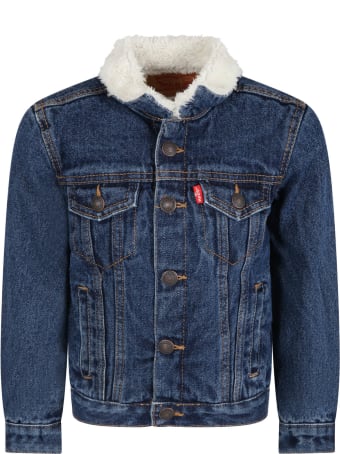 Levi's Blue Jacket For Kids With Red Logo