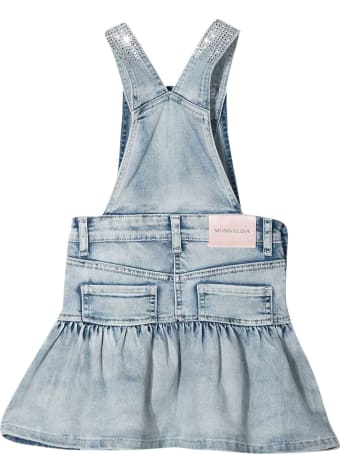 Monnalisa Dungaree Dress With Embroidery