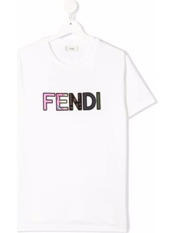 Fendi White Jersey T-shirt With Logo