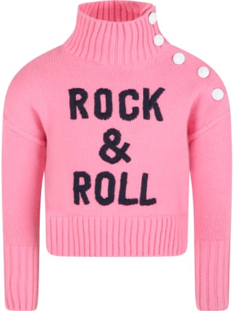 Zadig & Voltaire Pink Sweater For Girl With Writings