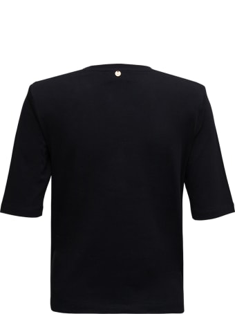 Liu-Jo Black Cotton T-shirt With Chain Detail