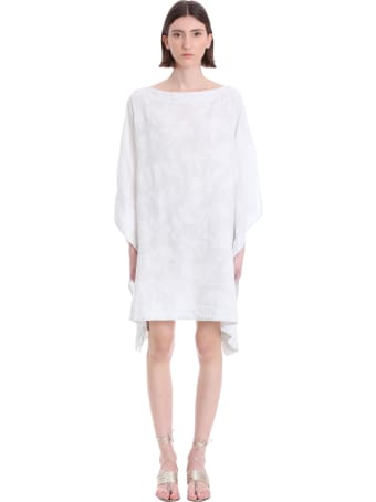 120% Lino Dress In White Linen