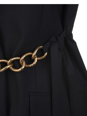 Givenchy Woman Black Lightweight Wool Sleeveless Jacket With Chain