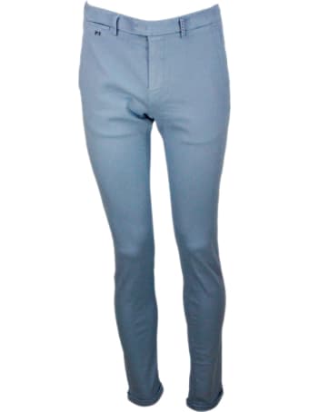 Sartoria Tramarossa Luis Slim Trousers In Stretch Cotton Gabardine With America Pockets With Tailored Stitching