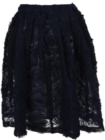 Comme Des Garçons Girl Navy Ruffled-detail Tulle Skirt