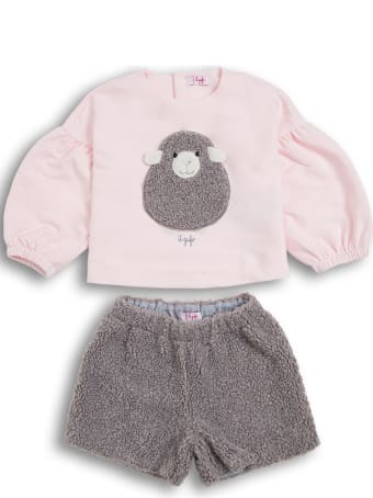 Il Gufo Pink And Grey Cotton Coordinated Suit
