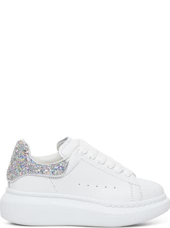 Alexander McQueen Oversize Leather Sneakers With Glitter Inserts
