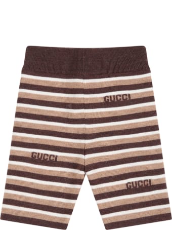 Gucci Multicolor Trousers For Baby Kids With Brown Logo