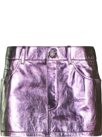 Saint Laurent 5 Pockets Shiny Short Skirt