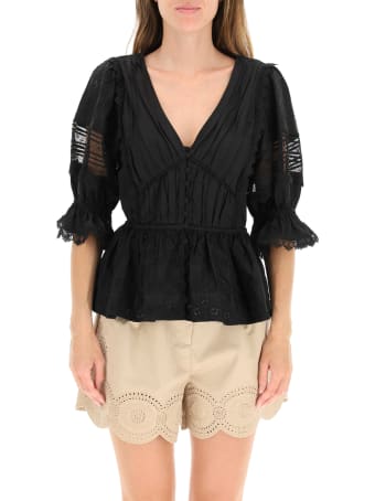 self-portrait Poplin Blouse With Lace