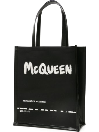 Alexander McQueen Jacquard Graffiti Logo Tote Bag