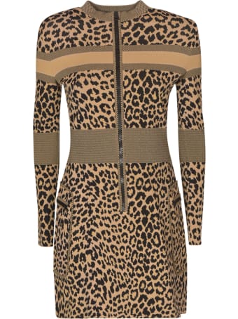 Christian Dior Back Logo Animal Print Dress