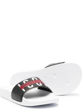 Dsquared2 White And Black D2kids Icon Slides