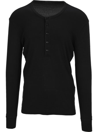 Tom Ford Cotton Blend Buttoned Round-neck Long Sleeves T-shirt