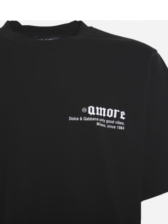 Dolce & Gabbana Cotton T-shirt With Frayed Patch Detail