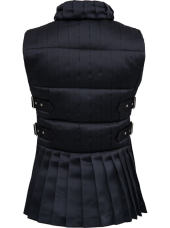 Noir Kei Ninomiya Pleated Black Nylon Vest With Buckles