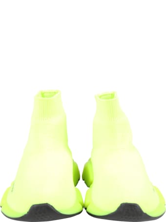 Balenciaga Neon Yellow Sneakers For Kids With Logo