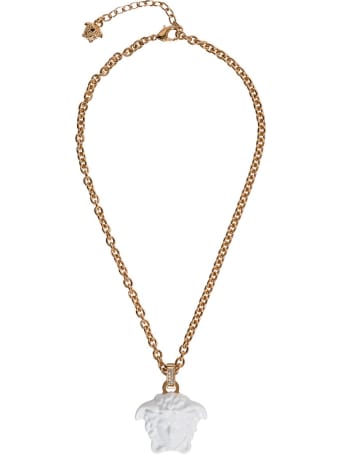 Versace Medusa Necklace In Painted White Metal