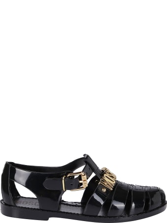 Moschino Black Rubber Sandals