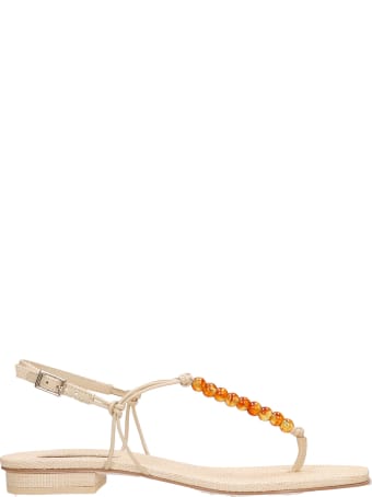 Cult Gaia Ari Flats In Beige Leather