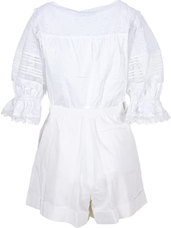 self-portrait Self Portrait Broderie Anglaise V Neckline Playsuit