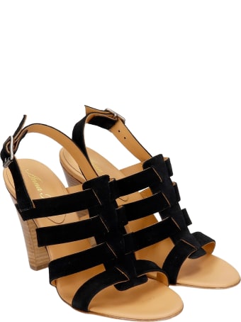 Anna F. Sandals In Black Suede