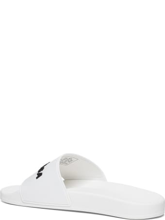 Balenciaga White Rubbe Slide Sandals With Logo