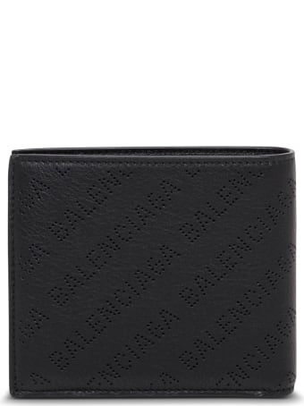 Balenciaga Black Leather Wallet With Logo