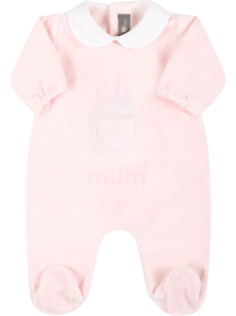 Little Bear Pink Babygrow For Baby Girl With Writing
