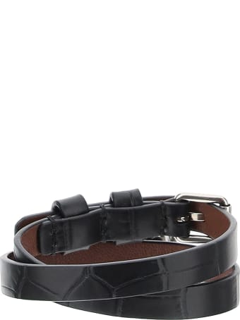 Alexander McQueen Pionier Double Wrap Leather Bracelet