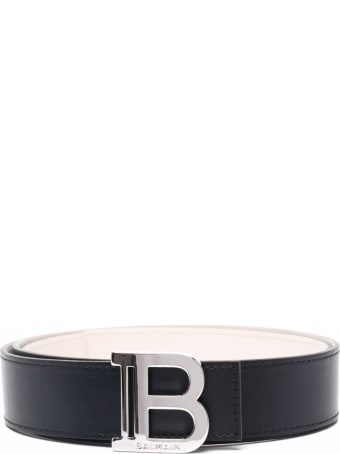Balmain Leather Belt With Logo Buckle