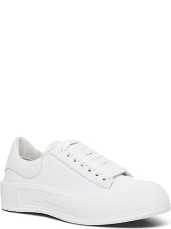 Alexander McQueen White Leather Skate Sneakers With Logo