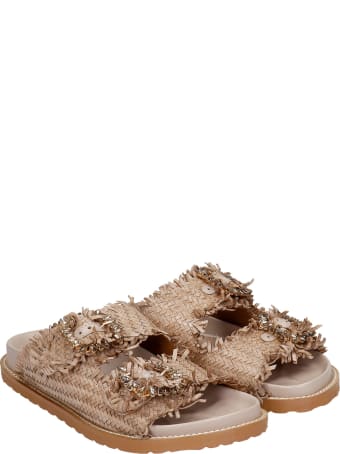 Coral Blue Flats In Powder Wool And Polyamide