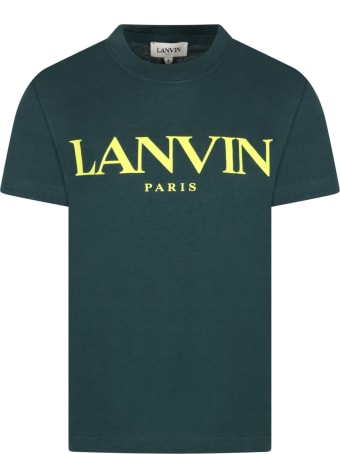 Lanvin Green T-shirt For Kids With Yellow Logo