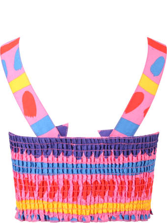 Stella McCartney Kids Fuchsia Top For Girl With Multicolor Designs