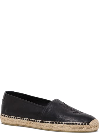 Saint Laurent Espadrilles In Black Leather With Logo
