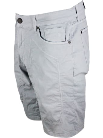Jeckerson Bermuda A 5 Tasche Con Impuntura Toppa In Cotone Leggero