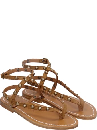 K.Jacques Delta Flats In Leather Color Suede