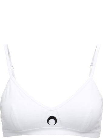 Marine Serre Ribbed Cotton Bra With Moon Logo Print