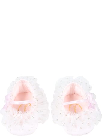 Monnalisa Pink Ballerinas For Baby Girl With Polka-dots