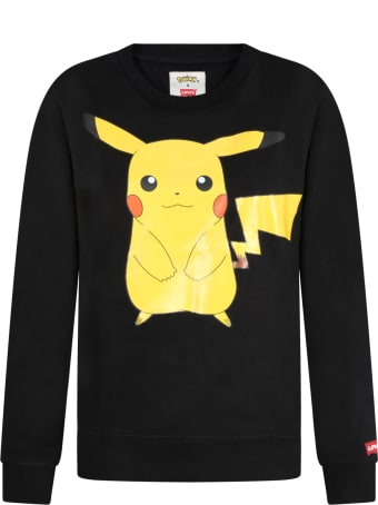 Levi's Black Sweatshirt For Kids With Logo And Pikachu