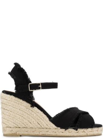Castañer Black Fabric Wedge Espadrilles