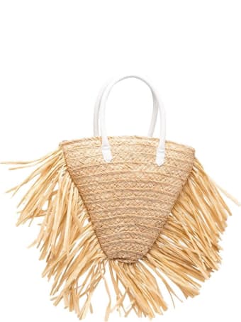 Il Gufo Handbag In Raffia And Leather With Fringes